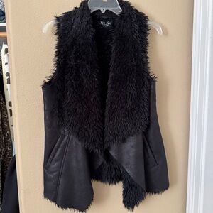 Black Faux Fur/ suede Vest